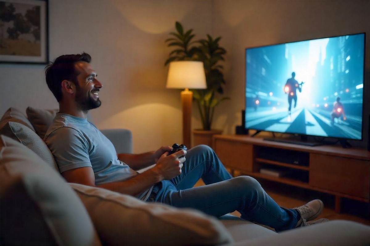 Homme joue aux jeux video grâce à SFR Premium